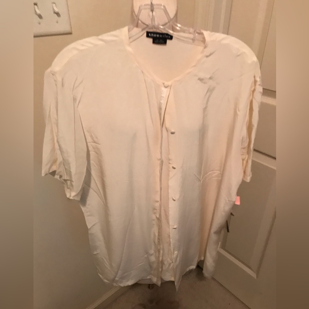 Theo Miles nwt women 14 100% silk s/s blouse $98